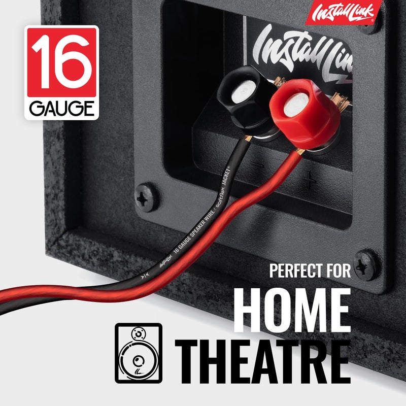 Install Link 16 AWG Gauge Speaker Wire Cable Stereo, Car or Home Theater, CCA (100 Feet) by - Image 2